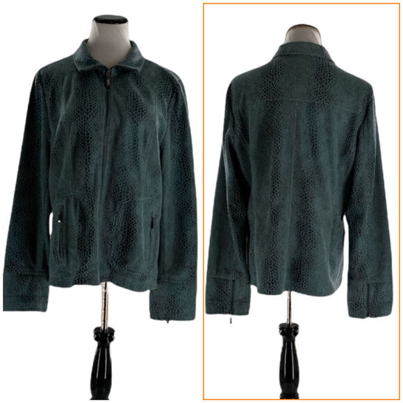 Dialogue Women's Snakeskin Print Long Sleeve Front Pockets Jacket Size Large - Picture 1 of 6